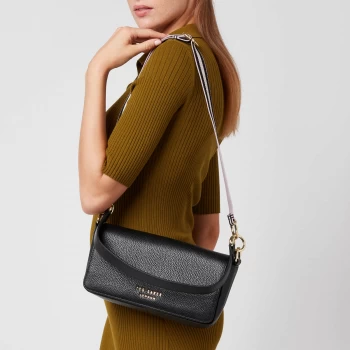 Image of Ted Baker Womens Ammie Branded Webbing Strap Box Shoulder Bag - Jet-Black