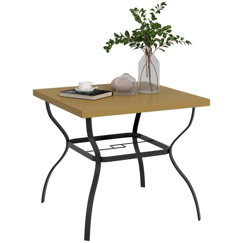 Image of Outsunny 80cm Square Garden Dining Table with Umbrella Hole - Outsunny 5056725528669