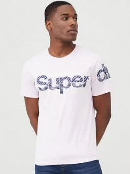 Image of Superdry Core Split Logo T-Shirt - Light Pink, Size 2XL, Men