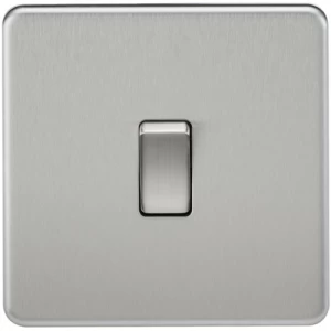 Image of KnightsBridge 10A 1G 230V Screwless Brushed Chrome Intermediate Switch Wall Plate - Switch