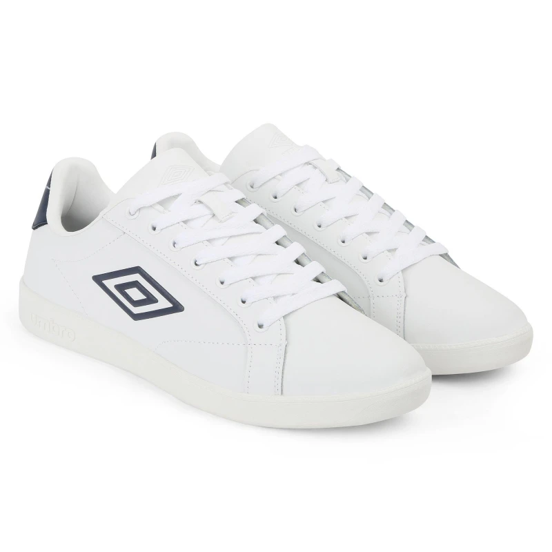 Image of Umbro Mens Cheetham Court Trainers White/Dark Navy male 6.5 (40)