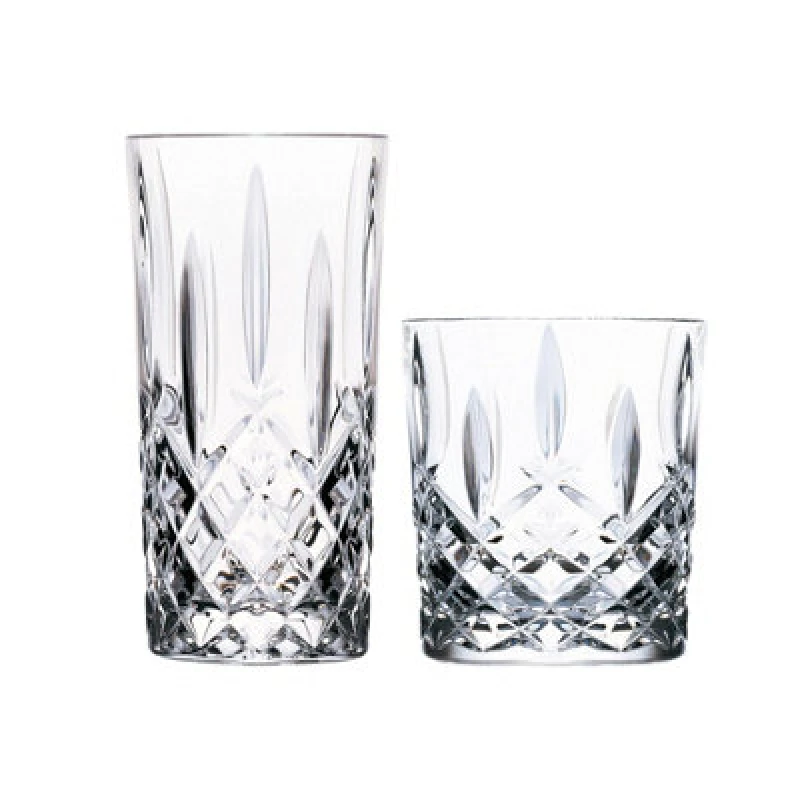 Image of RCR Crystal Orchestra Cut Glass Whiskey Tumblers and Highball Glasses 340ml 396ml 12pc Set Clear