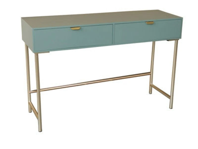 Image of MSL 120CM GREEN WOODEN 2 DRAWER SIDE TABLE