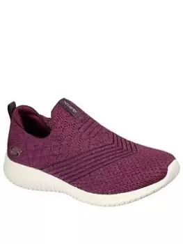 Image of Skechers Ultra Flex Plimsolls, Burgundy, Size 6, Women