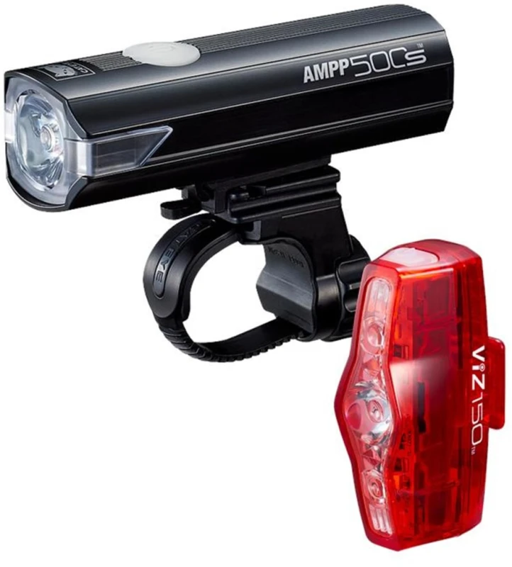 Image of Cateye AMPP 500S and VIZ 150 Front and Rear Cycle Light Set with USBC Charging USB-C NO COLOUR - Cycles UK