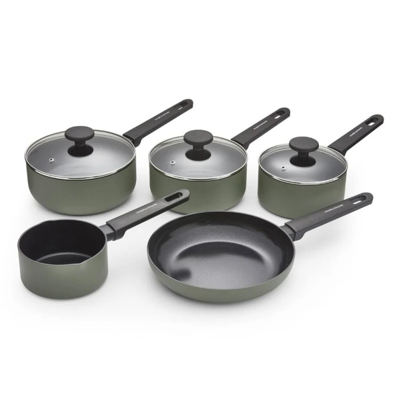 Image of Morphy Richards 5 Piece Recycled Aluminium Saucepan Set Green ONE SIZE
