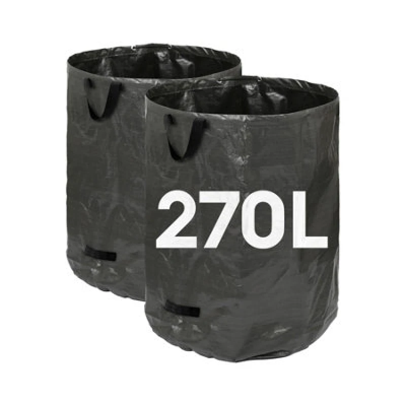 Image of Harbour Housewares 270L Garden Waste Bags With Handles - Black - 2X Large Strong Reusable Plastic Heavy Duty Gardening Rubbish Refuse Sacks