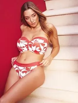Image of Panache Oasis Moulded Bandeau Bikini Top Botanical - Red, Size 38Ff, Women