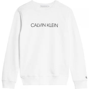 Image of Calvin Klein Junior Boys Institutional Crew Sweatshirt - Bright White