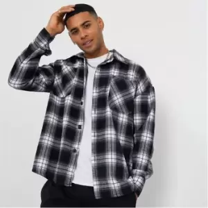 Image of I Saw It First Mens Check Oversized Shacket - Black