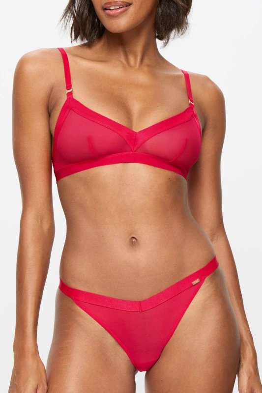Image of KBX Womens Zadie Non Pad Crop Bralette in Red Size: 8 Red Female 8
