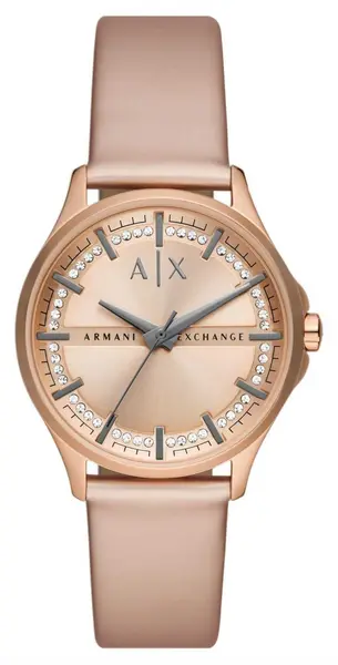 Image of Armani Exchange AX5272 Womens Rose Gold Dial Crystal Watch