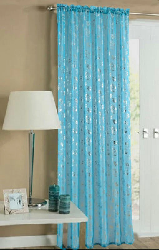 Image of Velosso Geneva Sheer Voile Panel Slot Top in Teal Size: 150cm width x 137cm drop Teal Unisex 150cm width x 137cm drop