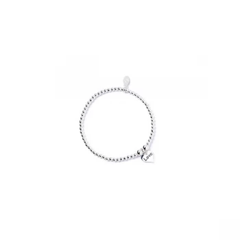 Image of Love Heart Charm Sterling Silver Ball Bead Bracelet