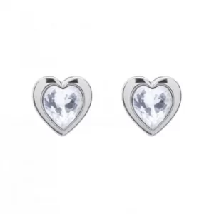 Image of Ted Baker Ladies Silver Plated Crystal Heart Stud Earrings