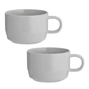 Image of Typhoon Cafe Concept Set Of 2 Flat White Mugs - Grey