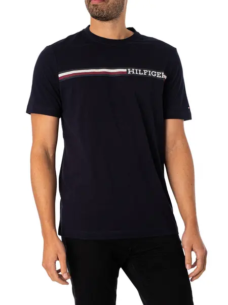 Image of Tommy Hilfiger Monotype Chest Stripe T-Shirt Desert Sky S