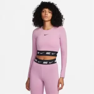 Image of Nike Sportswear Womens Long-Sleeve Crop Top - Purple