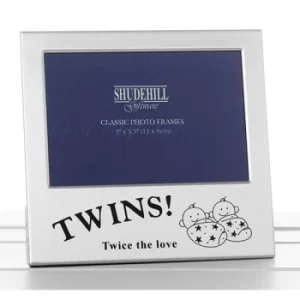 Image of Satin Silver Occasion Frame Twins 5x3