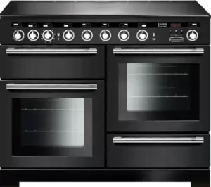 Image of Rangemaster EDL110EICB/C Encore Deluxe Charcoal Black with Chrome Trim 110cm Induction Range Cooker