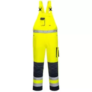 Image of Portwest - TX52YNRL - sz L Dijon Hi-Vis Bib and Brace - Yellow/Navy - Yellow/Navy