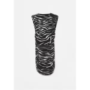 Image of Missguided Pad Ruched Mini Dress Zebra - Black