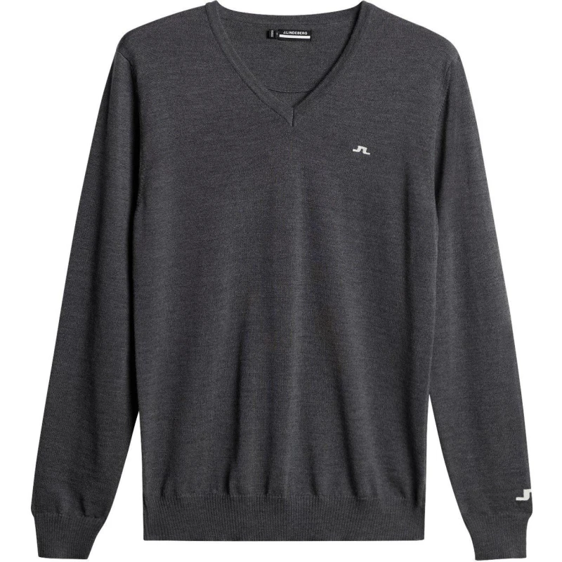 Image of J Lindeberg Mens Junior.Lind Lymn Knitted Crew Neck Jumper Grey Melange male Small