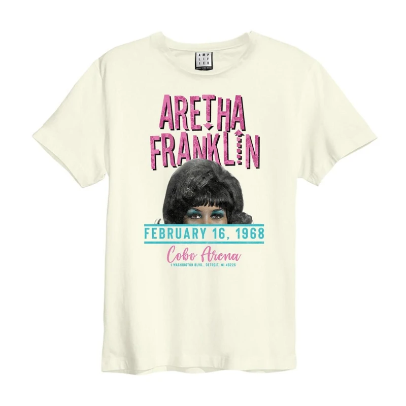 Image of Amplified Amplified Men Cobo Arena Aretha Franklin T-Shirt in White Size: X-Small White XS Male 5063238006898
