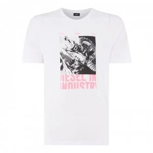 Image of Diesel Moto Print T Shirt - 100 White