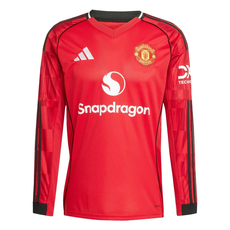 Image of adidas Manchester United Long Sleeve Home Shirt 2025 2026 Adults Red male XL