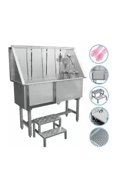 Image of Pet Dog Bath Steel Tub Washing Station 400mm