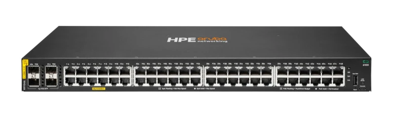 Image of HPE Aruba Networking C-Port 6100 48G 48-Port Class4 PoE+ with SFP+ L3 Managed Rack Mountable Switch 740W R9Y04A
