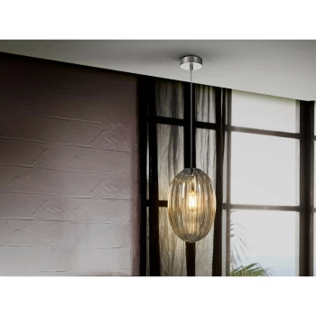 Image of Schuller Lighting - Schuller Ovila Pendant Light with Small Grey Shade in Cognac Tonality