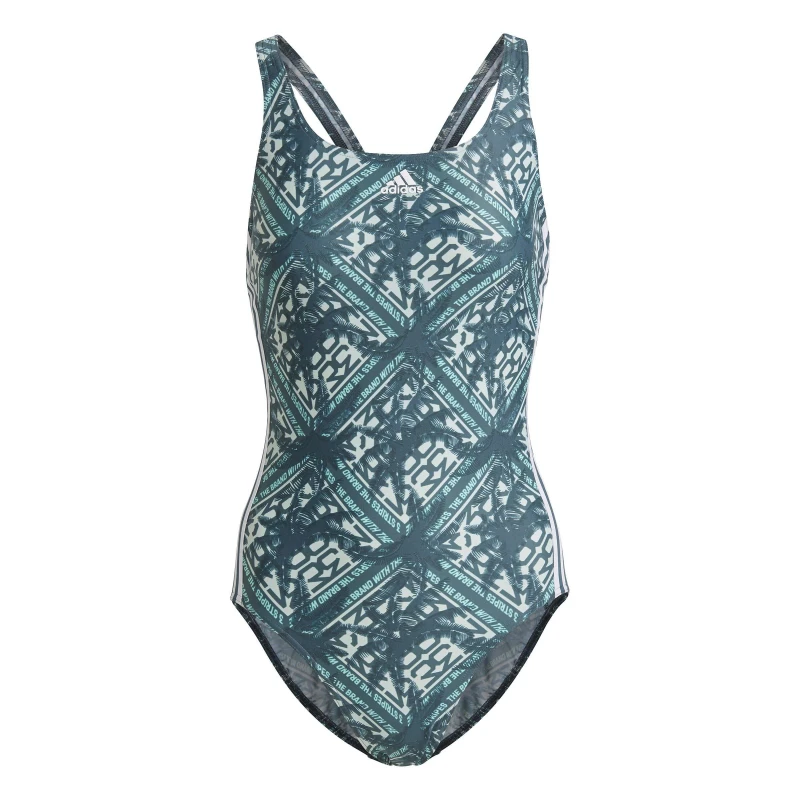 Image of adidas Sh3.Ro Festivibes 3-Stripes Swimsuit Womens One Piece - Green Green 4