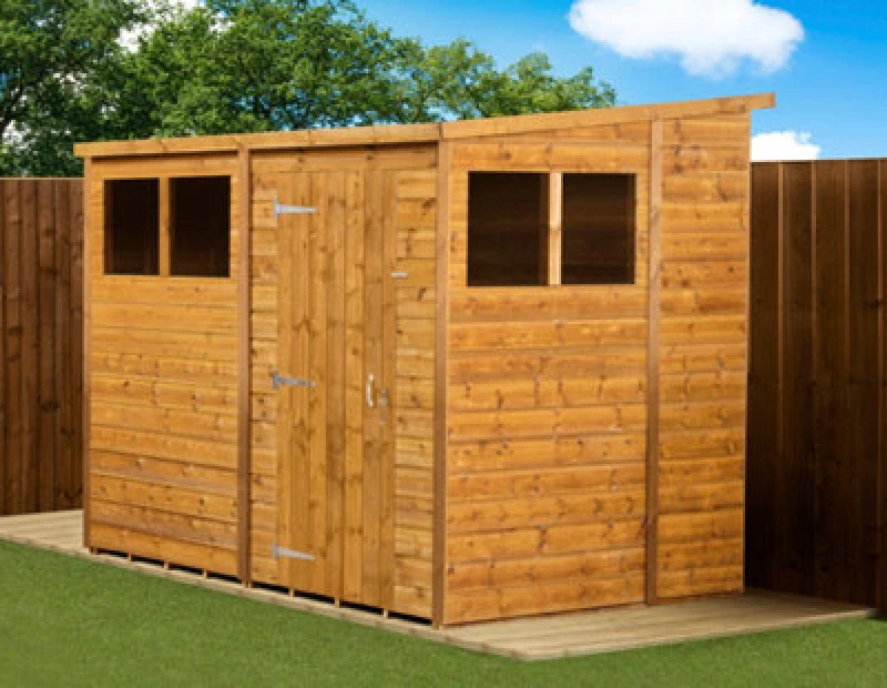 Image of Empire Sheds Empire Modular Pent 8X6 Dipped Treated Tongue And Groove Wooden Garden Shed With Windows (8' X 6' / 8ft X 6ft) (8X6)