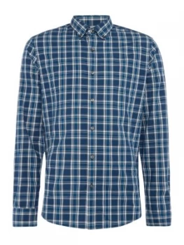 Image of Mens Michael Kors Slim Fit Acton Check Shirt Blue