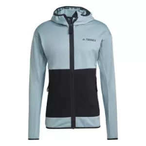 Image of adidas Terrex Tech Flooce Light Hooded Hiking Jacket Mens - Grey