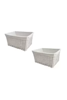 Image of Set Of 2 Big Huge Deep Fireplace Log Storage Baskets 46 x 33 x 26 cm