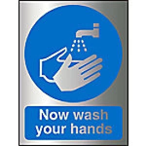 Image of Mandatory Sign Wash Hands Acrylic 20 x 15 cm
