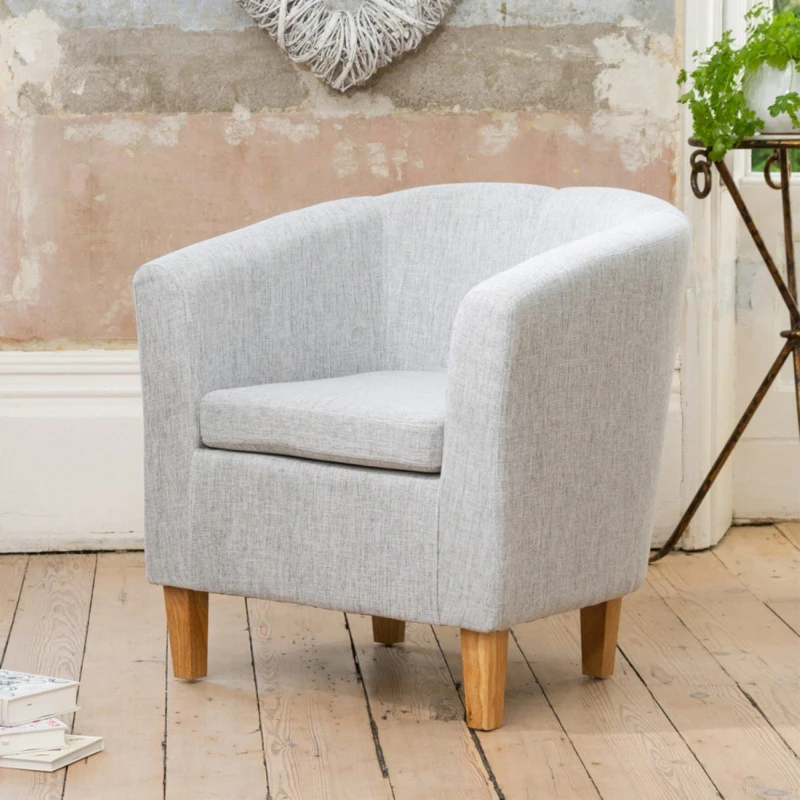 Image of Artemis Home Alderwood 68cm Wide Fabric Tub Chair Armchair in Light Grey Light Grey Unisex