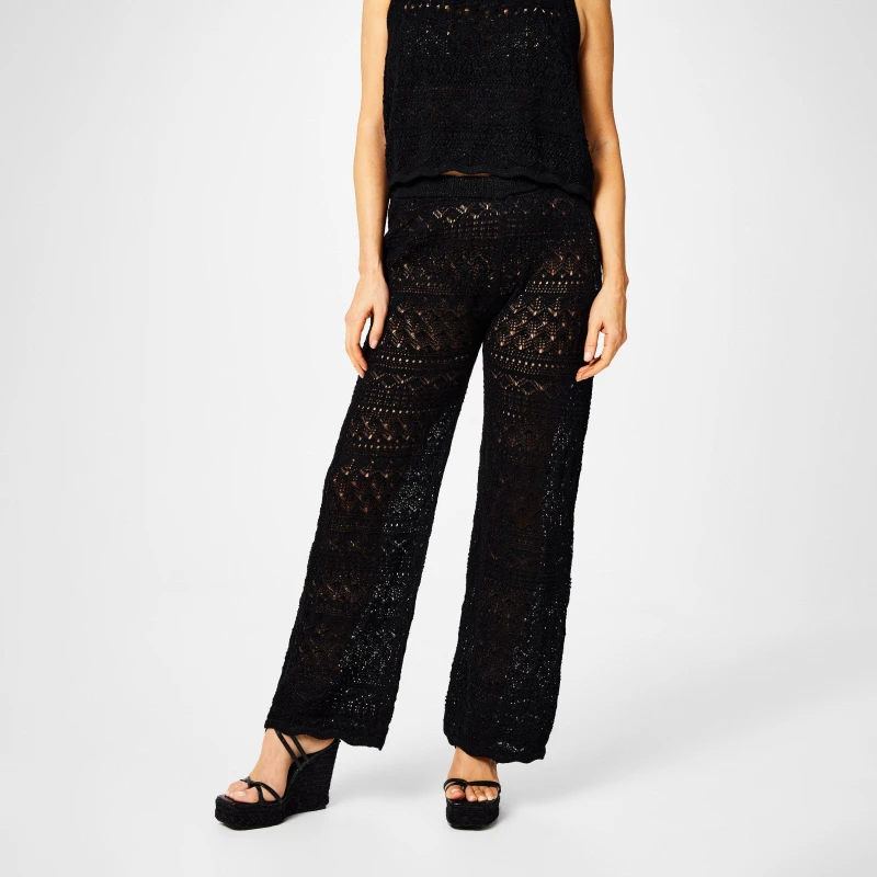 Image of Biba Biba Pointelle Knitted Trousers - Black 8