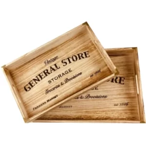 Image of Set of 2 Solid Wood Trays 45cm