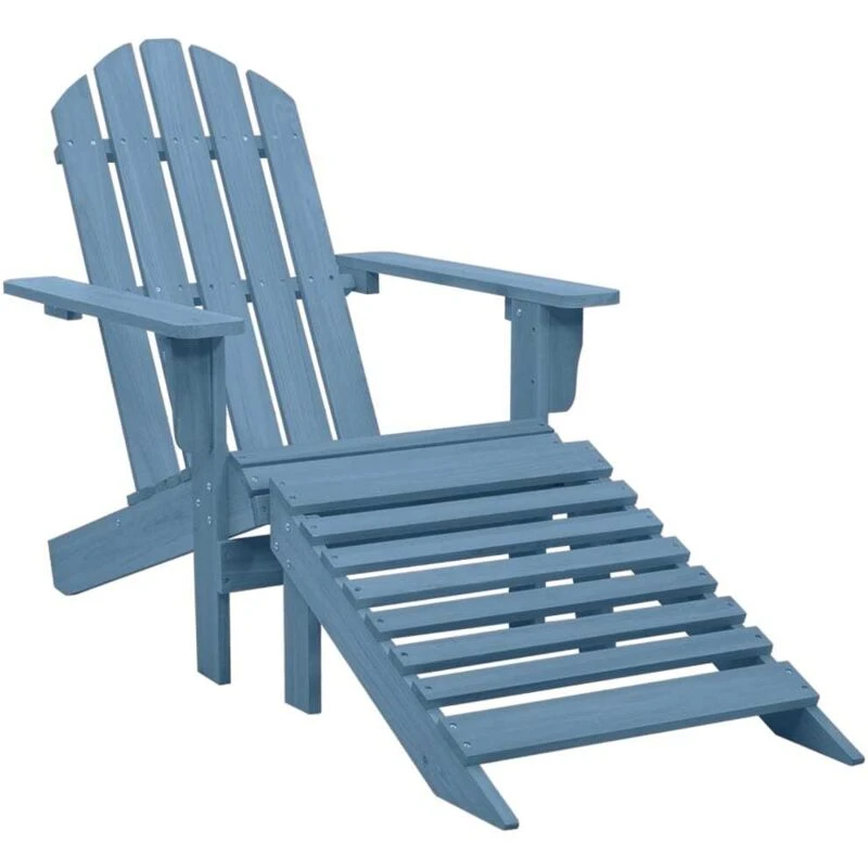 Image of VIDAXL Vidaxl - Garden Adirondack Chair with Ottoman Solid Fir Wood Blue 8720286240465