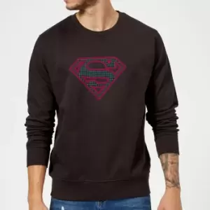 Image of Justice League Superman Retro Grid Logo Sweatshirt - Black - M - Black