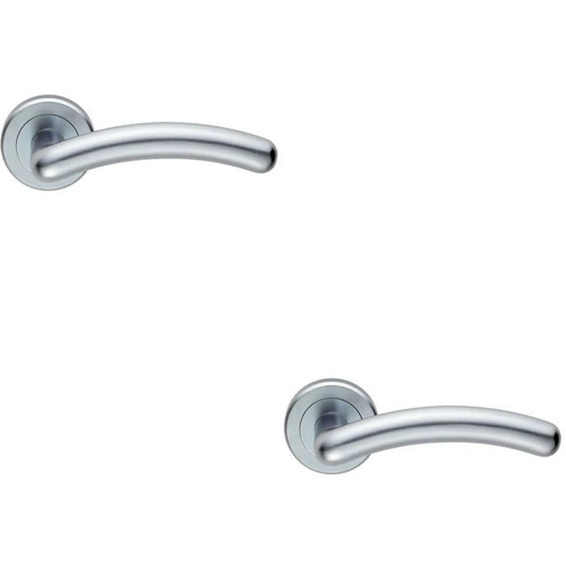 Image of Loops 2x PAIR Arched Round Bar Handle on Concealed Fix Round Rose Satin Chrome Multi
