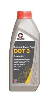 Image of DOT 3 Synthetic Brake & Clutch Fluid - 1 Litre BF1L COMMA
