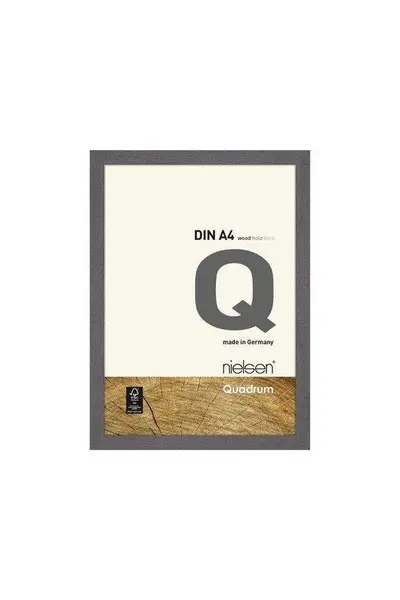 Image of Nielsen Quadrum A4 Wooden Picture Frame With Protective Glass Front Mid Grey
