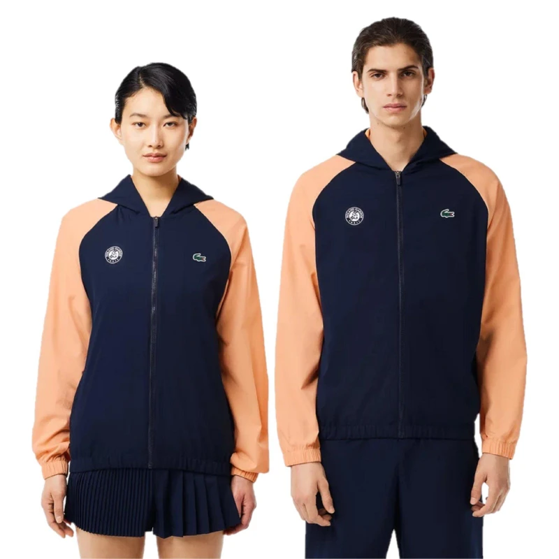 Image of Lacoste Mens Water-Resistant Rain Anorak Navy Blue/Cina male 2XS