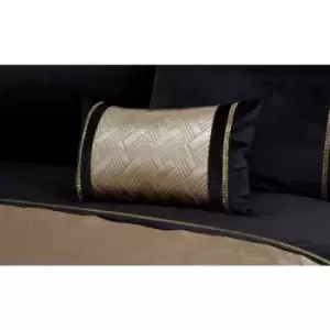 Image of Capri Gold Black 30x50cm Boudoir Filled Cushion Bed/Sofa Accessory Velvet - Black