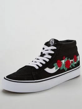 Image of Vans UA Embroidered Sk8 Mid Black Red Size 4 Women